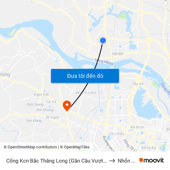 Cổng Kcn Bắc Thăng Long (Gần Cầu Vượt Bộ Hành) to Nhổn City map