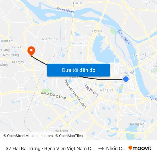 37 Hai Bà Trưng - Bệnh Viện Việt Nam Cu Ba to Nhổn City map