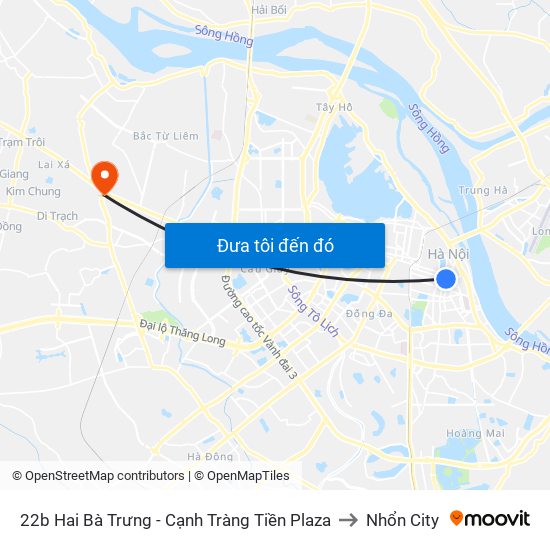 22b Hai Bà Trưng - Cạnh Tràng Tiền Plaza to Nhổn City map