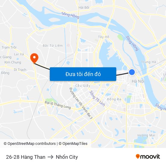 26-28 Hàng Than to Nhổn City map