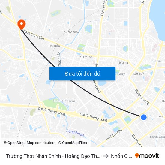 Trường Thpt Nhân Chính - Hoàng Đạo Thúy to Nhổn City map