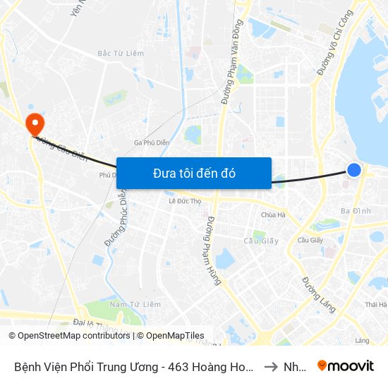 Bệnh Viện Phổi Trung Ương - 463 Hoàng Hoa Thám (Đối Diện 410 Hoàng Hoa Thám) to Nhổn City map