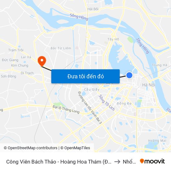 Công Viên Bách Thảo - Hoàng Hoa Thám (Đd Trường Thcs Chu Văn An) to Nhổn City map