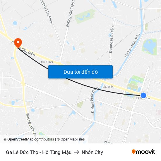 Ga Lê Đức Thọ - Hồ Tùng Mậu to Nhổn City map