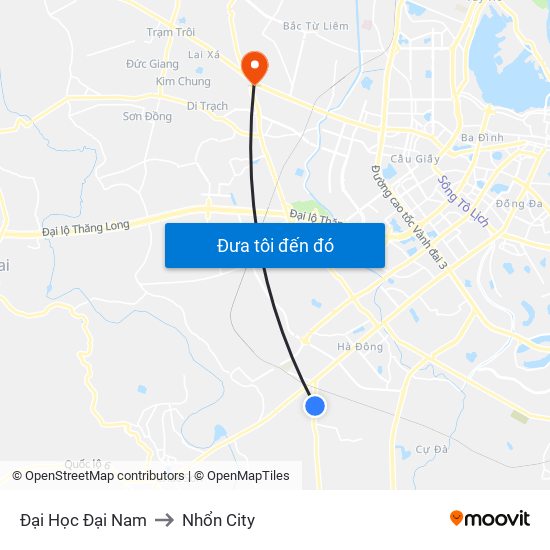 Đại Học Đại Nam to Nhổn City map