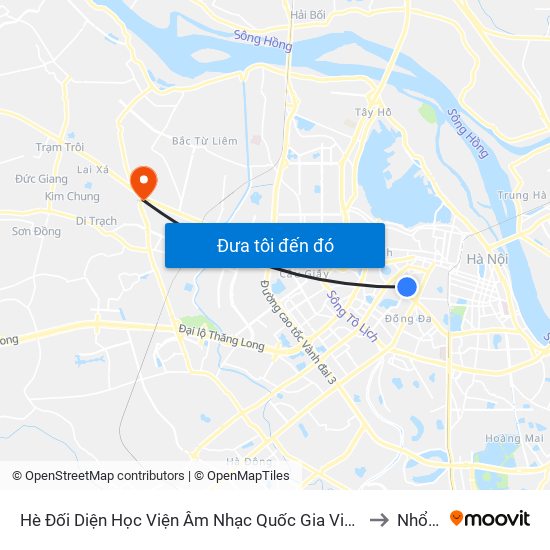 Hè Đối Diện Học Viện Âm Nhạc Quốc Gia Việt Nam - Qua Ngõ Quan Thổ 1 to Nhổn City map