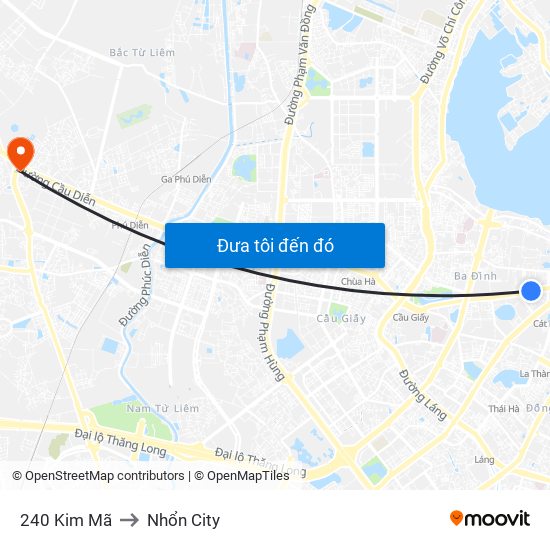 240 Kim Mã to Nhổn City map