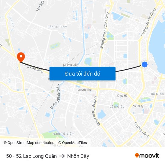 50 - 52 Lạc Long Quân to Nhổn City map