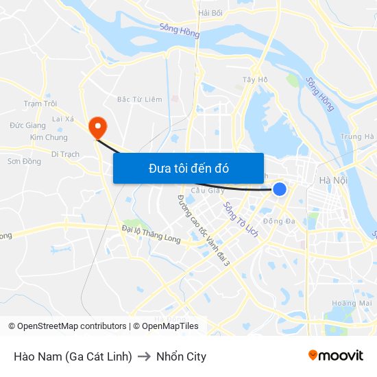 Hào Nam (Ga Cát Linh) to Nhổn City map