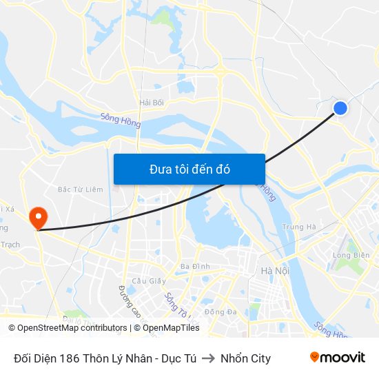 Đối Diện 186 Thôn Lý Nhân - Dục Tú to Nhổn City map