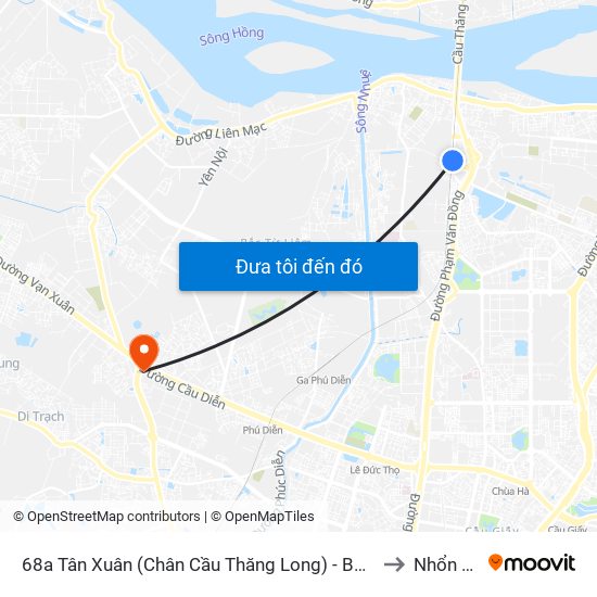 68a Tân Xuân (Chân Cầu Thăng Long) - Bắc Từ Liêm to Nhổn City map