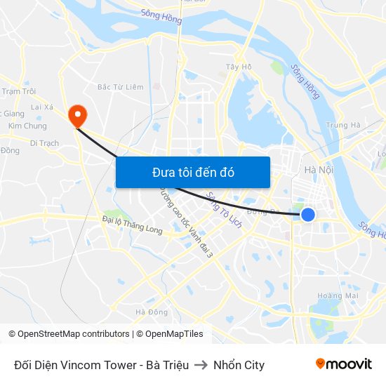 Đối Diện Vincom Tower - Bà Triệu to Nhổn City map