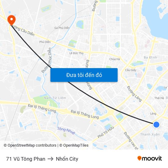 71 Vũ Tông Phan to Nhổn City map