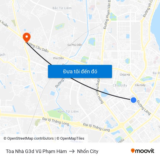 Tòa Nhà G3d Vũ Phạm Hàm to Nhổn City map