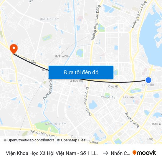 Viện Khoa Học Xã Hội Việt Nam - Số 1 Liễu Giai to Nhổn City map