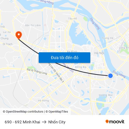 690 - 692 Minh Khai to Nhổn City map