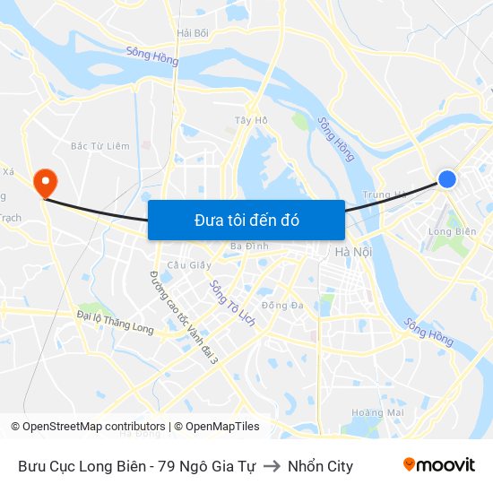 Bưu Cục Long Biên - 79 Ngô Gia Tự to Nhổn City map