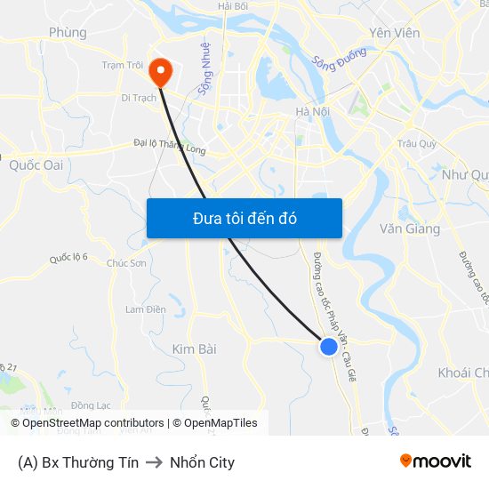 (A) Bx Thường Tín to Nhổn City map