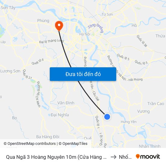 Qua Ngã 3 Hoàng Nguyên 10m (Cửa Hàng Tóc Hồng Quyên) - Dt428 to Nhổn City map