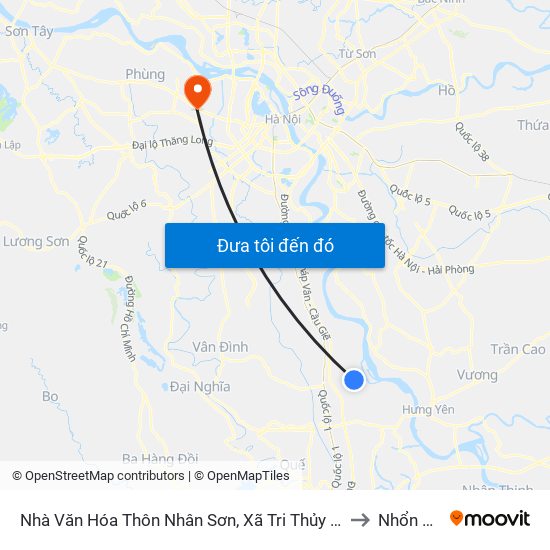 Nhà Văn Hóa Thôn Nhân Sơn, Xã Tri Thủy - Dt428 to Nhổn City map
