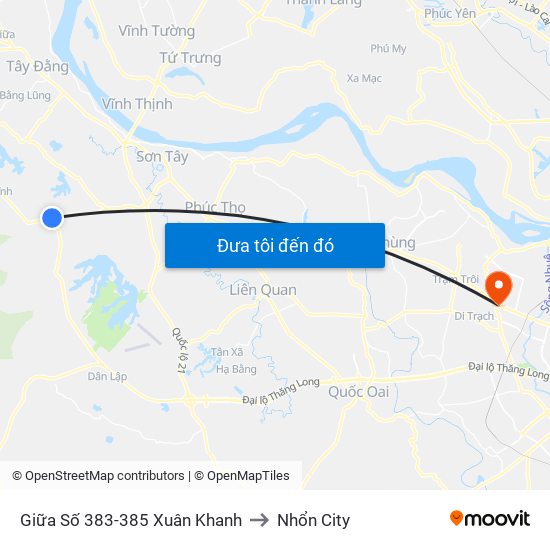 Giữa Số 383-385 Xuân Khanh to Nhổn City map