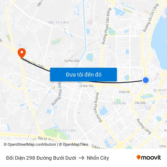 Đối Diện 298 Đường Bưởi Dưới to Nhổn City map