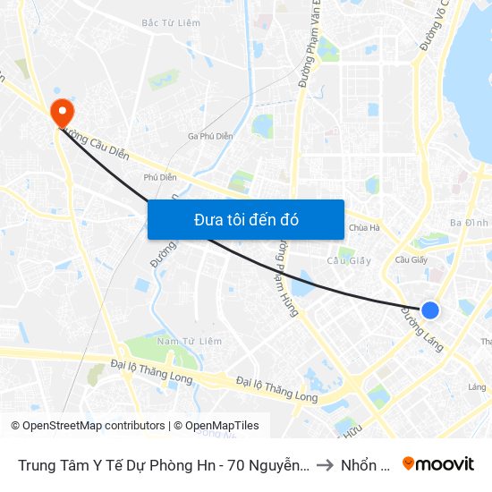 Trung Tâm Y Tế Dự Phòng Hn - 70 Nguyễn Chí Thanh to Nhổn City map