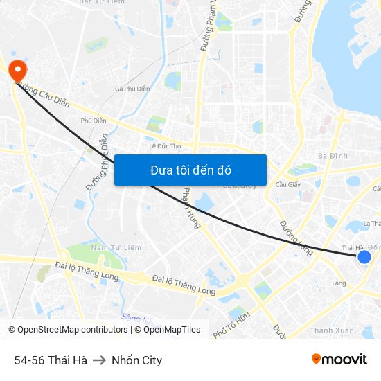54-56 Thái Hà to Nhổn City map