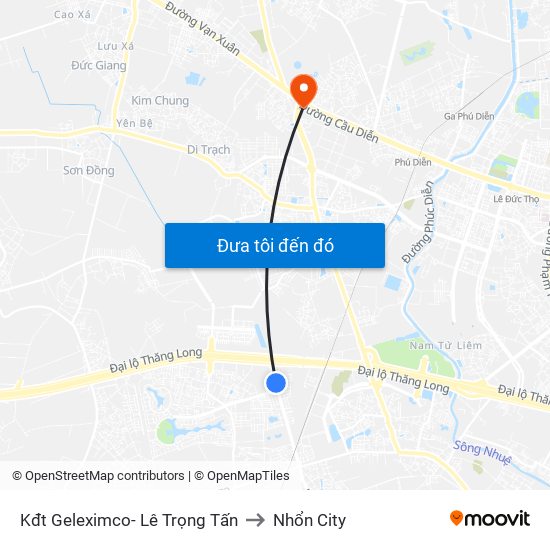 Kđt Geleximco- Lê Trọng Tấn to Nhổn City map