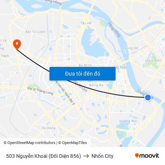 503 Nguyễn Khoái (Đối Diện 856) to Nhổn City map