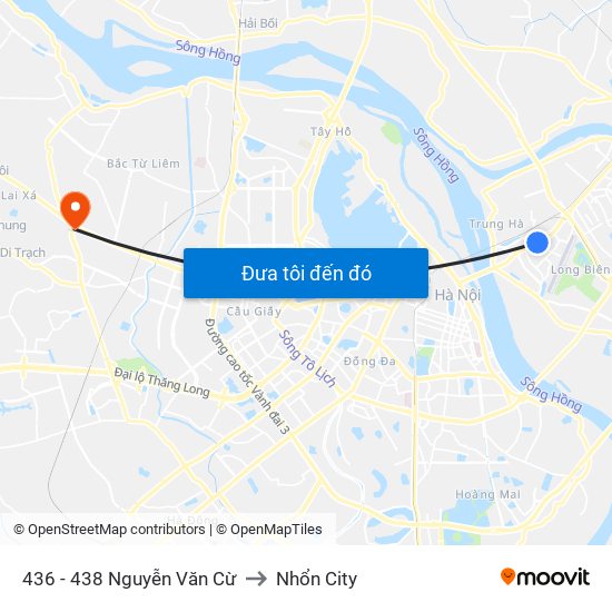 436 - 438 Nguyễn Văn Cừ to Nhổn City map