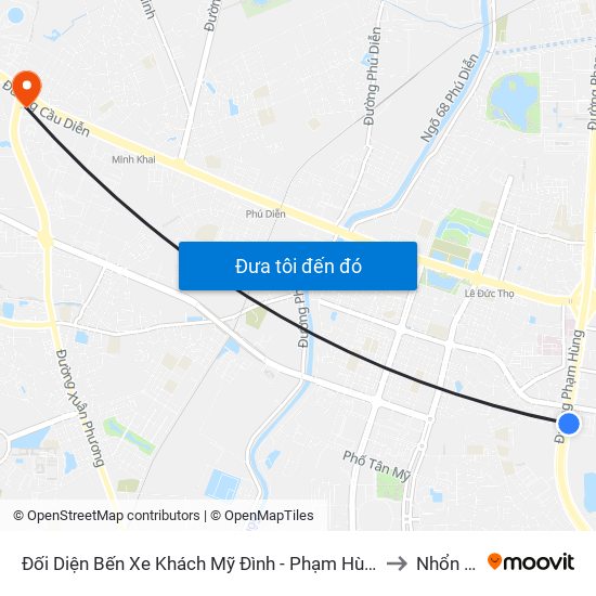 Đối Diện Bến Xe Khách Mỹ Đình - Phạm Hùng (Cột Sau) to Nhổn City map