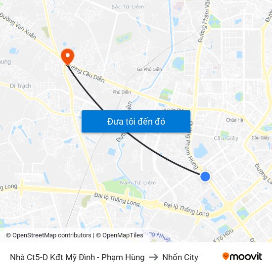 Nhà Ct5-D Kđt Mỹ Đình - Phạm Hùng to Nhổn City map