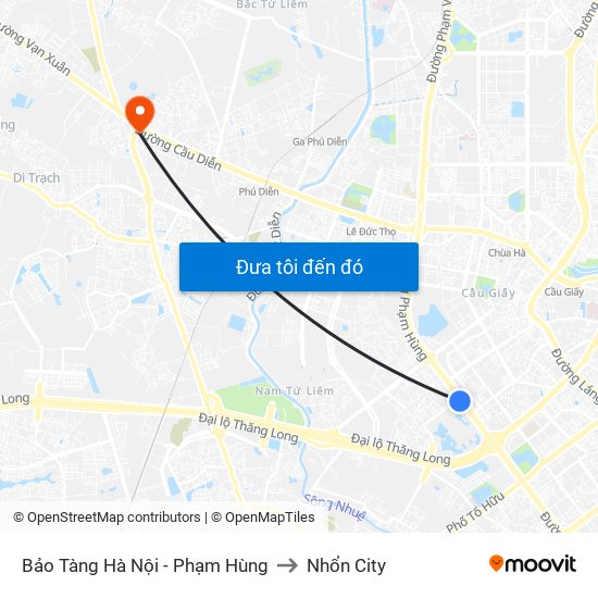 Bảo Tàng Hà Nội - Phạm Hùng to Nhổn City map