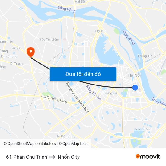 61 Phan Chu Trinh to Nhổn City map