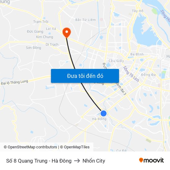 Số 8 Quang Trung - Hà Đông to Nhổn City map