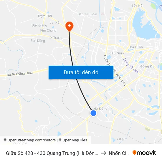 Giữa Số 428 - 430 Quang Trung (Hà Đông) to Nhổn City map