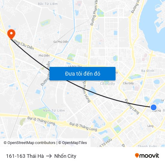161-163 Thái Hà to Nhổn City map