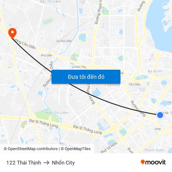 122 Thái Thịnh to Nhổn City map