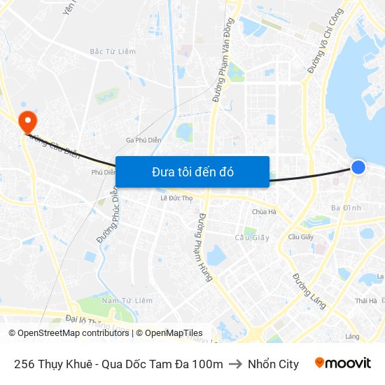 256 Thụy Khuê - Qua Dốc Tam Đa 100m to Nhổn City map