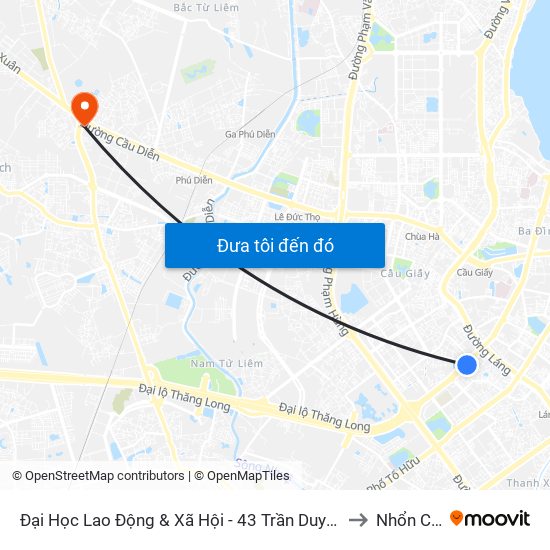 Đại Học Lao Động & Xã Hội - 43 Trần Duy Hưng to Nhổn City map