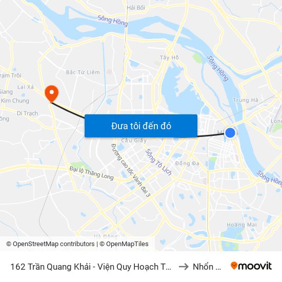 162 Trần Quang Khải - Viện Quy Hoạch Thủy Lợi to Nhổn City map
