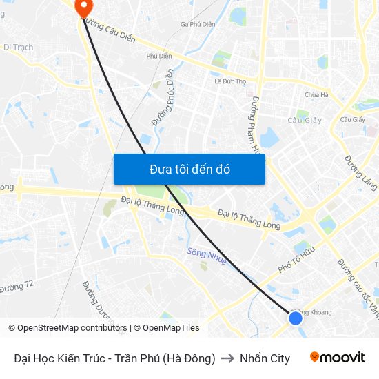 Đại Học Kiến Trúc - Trần Phú (Hà Đông) to Nhổn City map