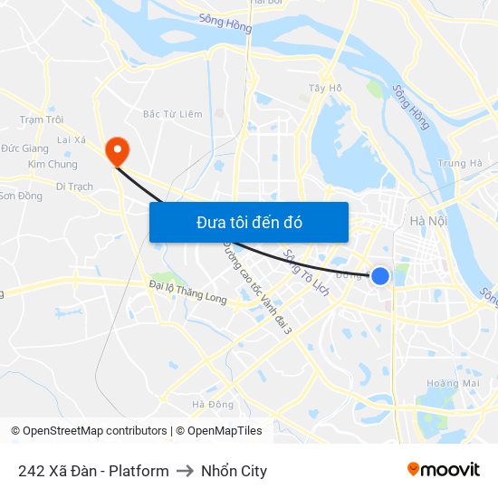 242 Xã Đàn - Platform to Nhổn City map
