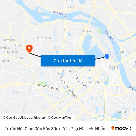 Trước Nút Giao Cửa Bắc 30m - Yên Phụ (Đường Xe Buýt) to Nhổn City map