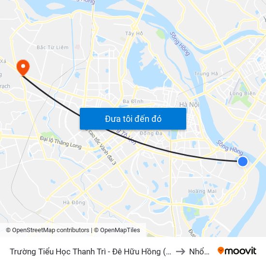 Trường Tiểu Học Thanh Trì - Đê Hữu Hồng (Điếm Canh Đê Số 20) to Nhổn City map