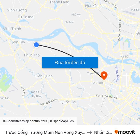 Trước Cổng Trường Mầm Non Võng Xuyên to Nhổn City map