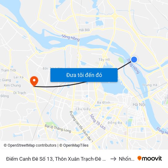 Điếm Canh Đê Số 13, Thôn Xuân Trạch-Đê Phương Trạch-406 to Nhổn City map