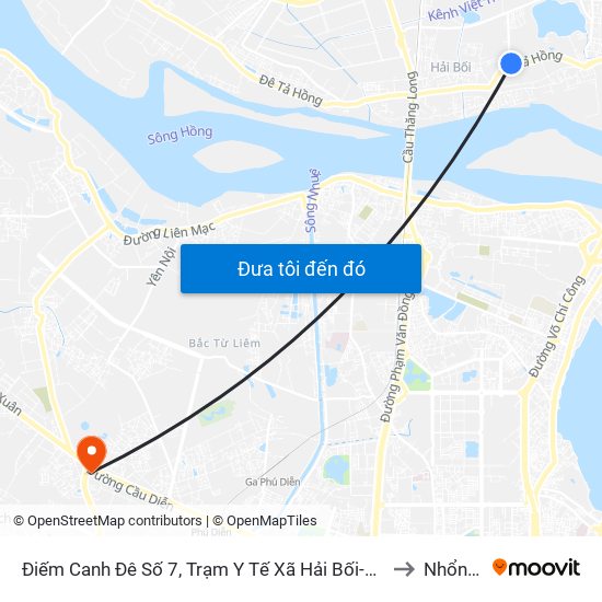 Điếm Canh Đê Số 7, Trạm Y Tế Xã Hải Bối-Đê Tả Sông Hồng to Nhổn City map