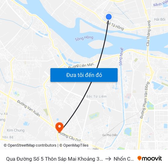 Qua Đường Số 5 Thôn Sáp Mai Khoảng 30m to Nhổn City map